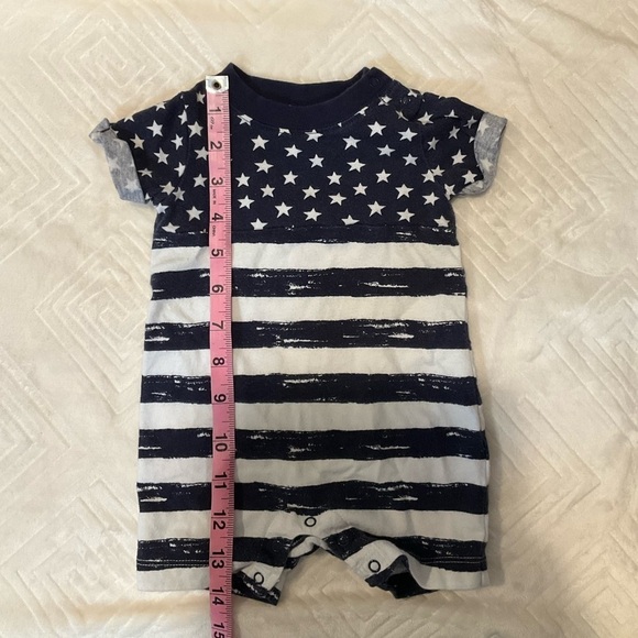 Gymboree Baby Boy 0-3 Month Stars and Stripes Navy Blue & White Romper - Picture 5 of 5